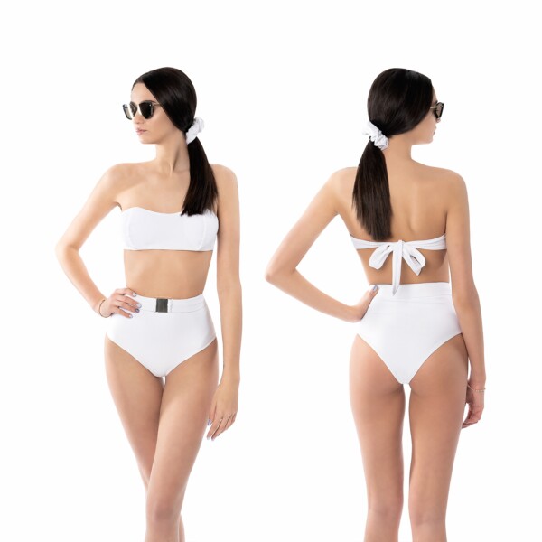 Бански две части с висока талия White - Image 3